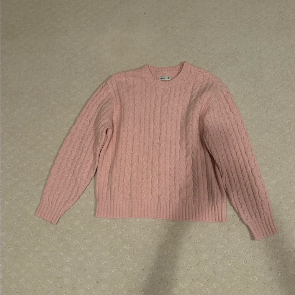 Hollister Light Pink Cable Knit Sweater